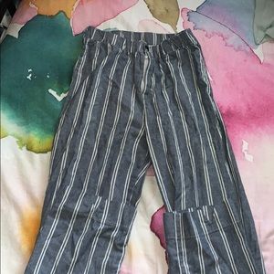 blue and white striped pants